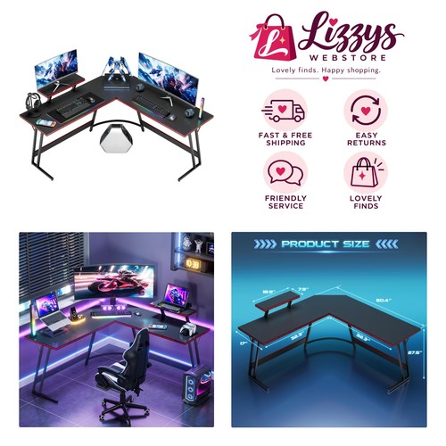 Spacious black shaped gaming - spacious,